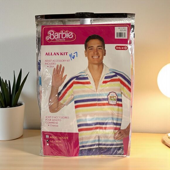 Barbie Movie Allan Kit with Striped Shirt Adult L/XL New - Picture 2 of 6